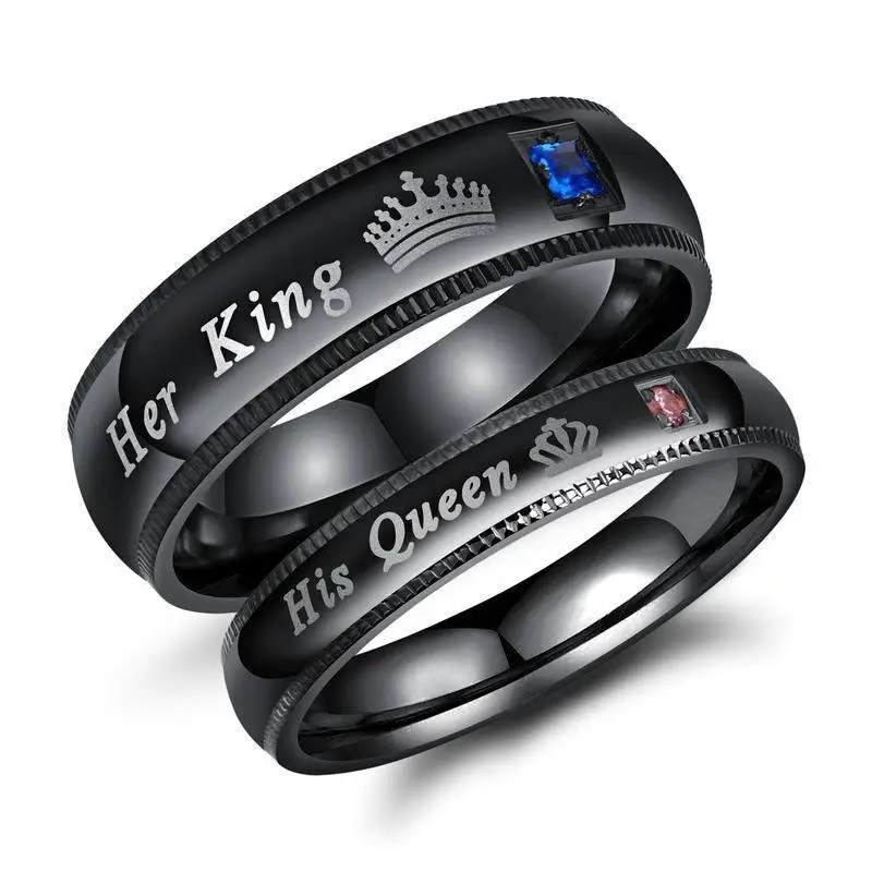 Prsteň Her King - Čierna/59mm
