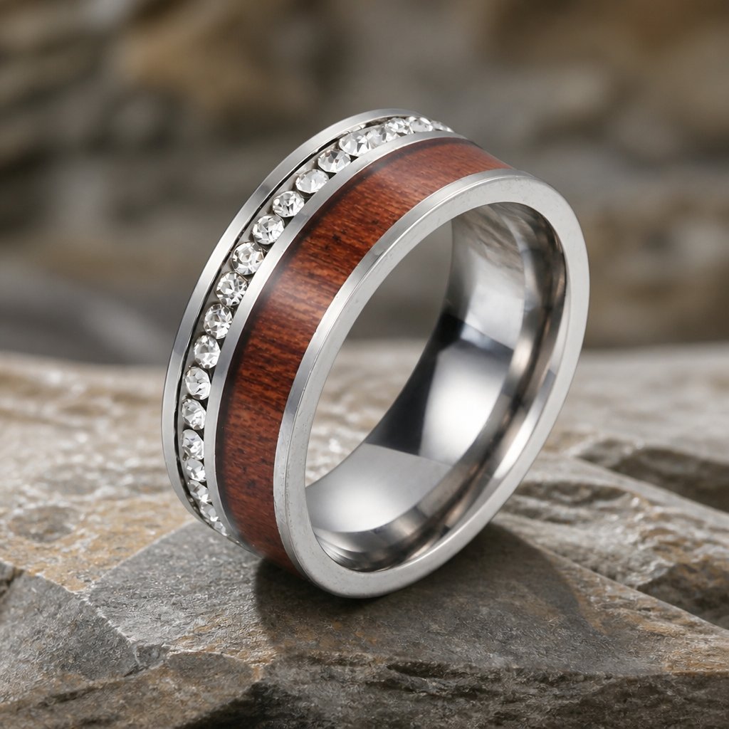 Prsteň TR-17018 - Strieborná/Hnedá/59mm